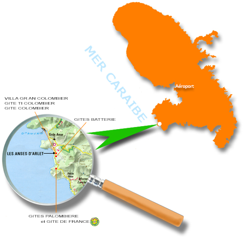 Carte de la Martinique | Situation Anses d'Arlet